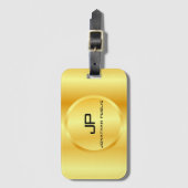 Gold look Elegant Modern Monogram Sjabloon Bagagelabel (Voorkant (verticaal))