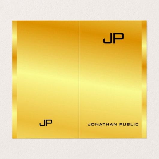Gold look Elegant Modern Monogram Sjabloon Visitekaartje (Buitenkant ongevouwen)