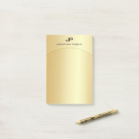 Gold look Elegant Moderne Monogrammen Sjabloon Post-it® Notes (Op bureau)