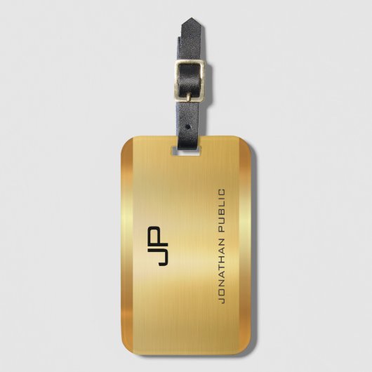 Gold look elegant monogram Luxurieuze Sjabloon Bagagelabel (Voorkant (verticaal))