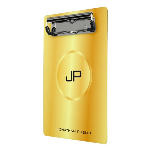 Gold look Elegant Monogram Modern Trendy Sjabloon Mini Klembord (Angled2)