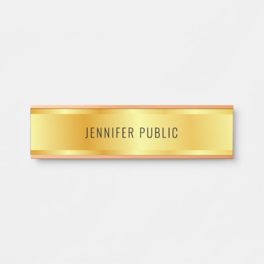 Gold Look Elegant Roos Goud Moderne Sjabloon Deurbordje (Voorkant)