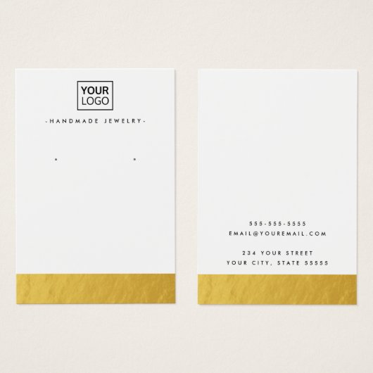 Gold look-grens aangepaste logo-oorenkaart visitekaartje (Voorkant /achterkant)