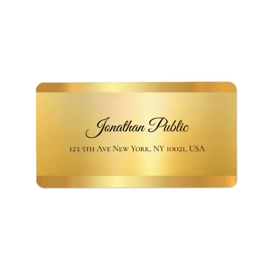 Gold look Hand Script Name Professional Elegant Etiket (Voorkant)