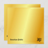 Gold look Handgeschreven Monogram op maat Notitiekaartje (Voorkant / Achterkant)