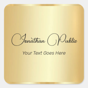 Gold Look Kalligrafie Script Sjabloon Vierkante Sticker