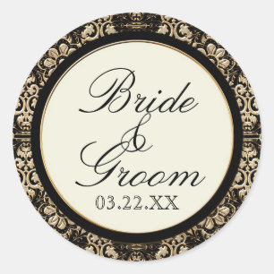 Gold look, Lace Baroque Art Nouveau Deco 20s Stijl Ronde Sticker