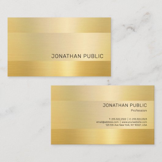 Gold look Modern elegant, eenvoudig design Sjabloo Visitekaartje (Voorkant / Achterkant)
