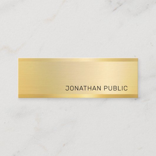 Gold look Modern Elegant Minimaliserende Sjabloon Mini Visitekaartje (Voorkant)