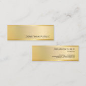 Gold look Modern Elegant Minimaliserende Sjabloon Mini Visitekaartje (Voorkant / Achterkant)