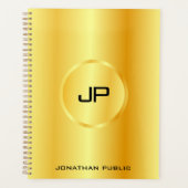 Gold look Modern Elegant Monogram Aangepaste Sjabl Planner (Voorkant)