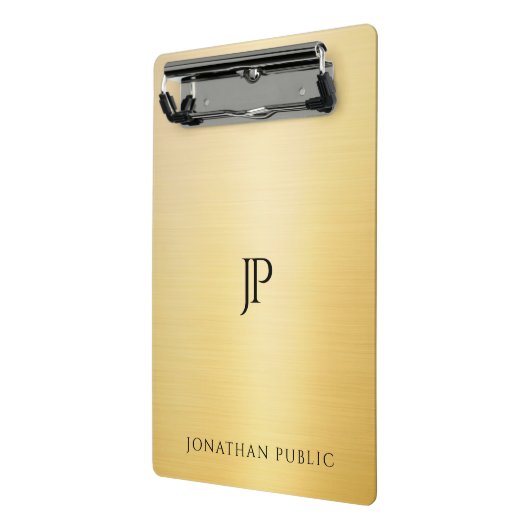Gold look Modern Elegant Monogram Minimalistisch Mini Klembord (Angled2)