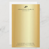 Gold look Modern Elegant Monogram Sjabloon Briefpapier (Voorkant / Achterkant)