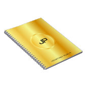 Gold look Modern Elegant Monogram Trendy Sjabloon Notitieboek (Rechterzijde)