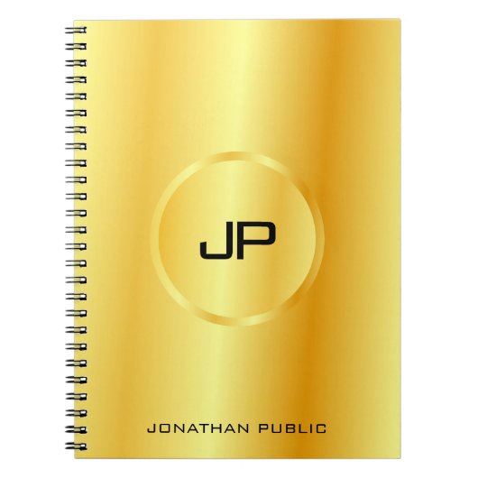 Gold look Modern Elegant Monogram Trendy Sjabloon Notitieboek (Voorkant)