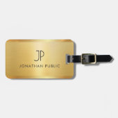 Gold look Modern Elegant Monogrammed aanpassen Bagagelabel (Voorkant horizontaal)