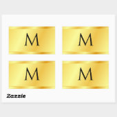 Gold look Modern Elegant Monogrammed Sjabloon Rechthoekige Sticker (Vel)