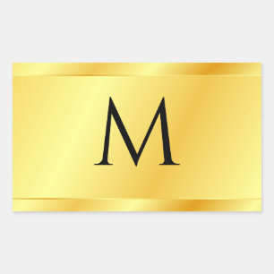 Gold look Modern Elegant Monogrammed Sjabloon Rechthoekige Sticker