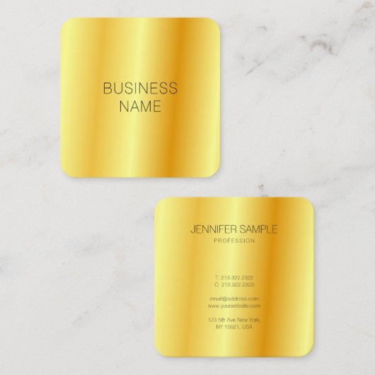 Gold look Modern Glamor Corporate Company Vierkante Visitekaartje (Voorkant / Achterkant)