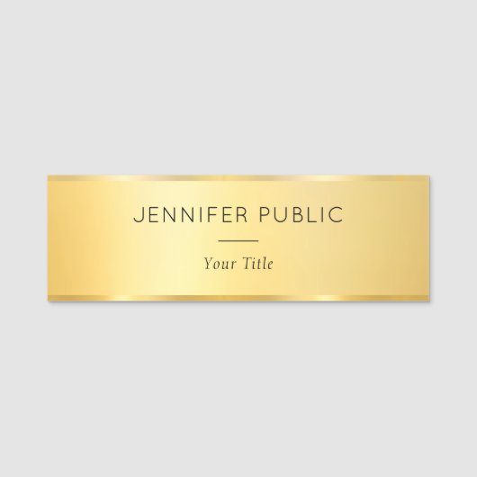 Gold look Modern Glamoureuzen Personeel Elegant Naamplaatje (Voorkant)