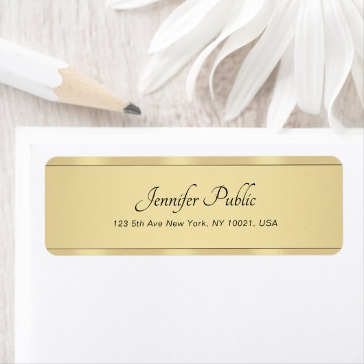 Gold look Modern Hand Script Elegant gecalligrafee Etiket (Insitu)