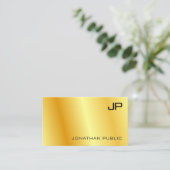 Gold look Modern Monogram Elegant Corporate Visitekaartje (Staand voorkant)
