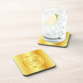 Gold look Modern Monogrammed Elegant Sjabloon Bier Onderzetter (Rechterzijde)