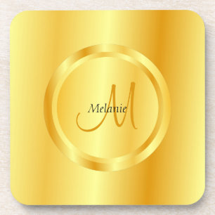 Gold look Modern Monogrammed Elegant Sjabloon Bier Onderzetter