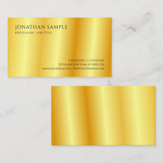 Gold look Modern Professional Elegant Sjabloon Visitekaartje (Voorkant / Achterkant)