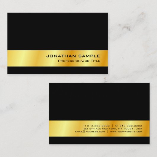Gold look Modern Professional Elegant Sjabloon Visitekaartje (Voorkant / Achterkant)