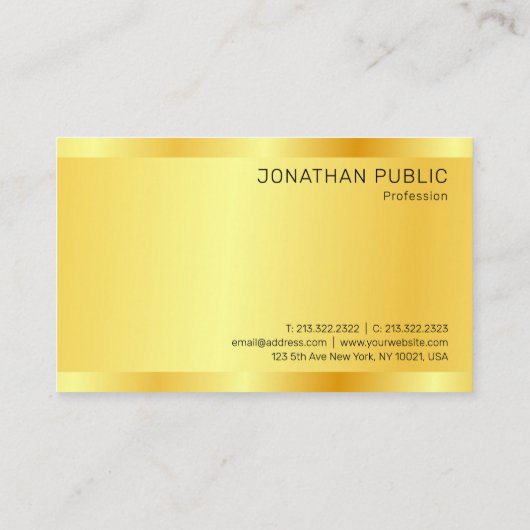 Gold look Modern Professional Trendy Elegant Visitekaartje (Achterkant)
