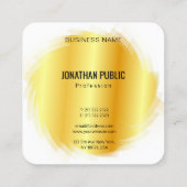 Gold look Moderne, elegante professionele Sjabloon Vierkante Visitekaartje (Achterkant)