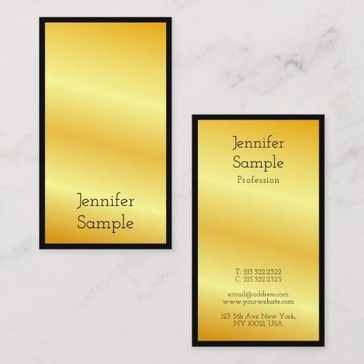 Gold look Moderne, elegante professionele Sjabloon Visitekaartje (Voorkant / Achterkant)
