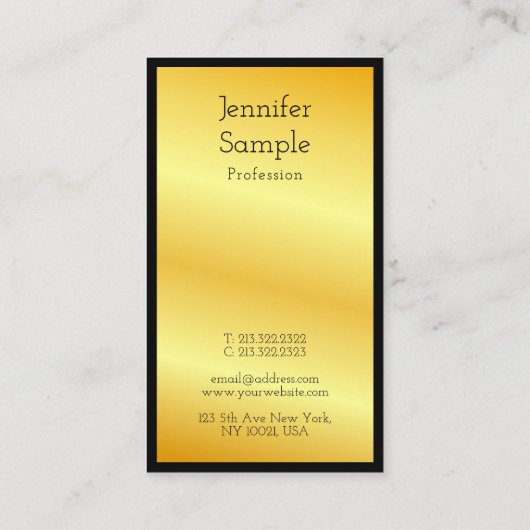 Gold look Moderne, elegante professionele Sjabloon Visitekaartje (Achterkant)