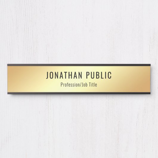 Gold look Moderne Glamoureuze Sjabloon op maat Deurbordje (Voorkant)