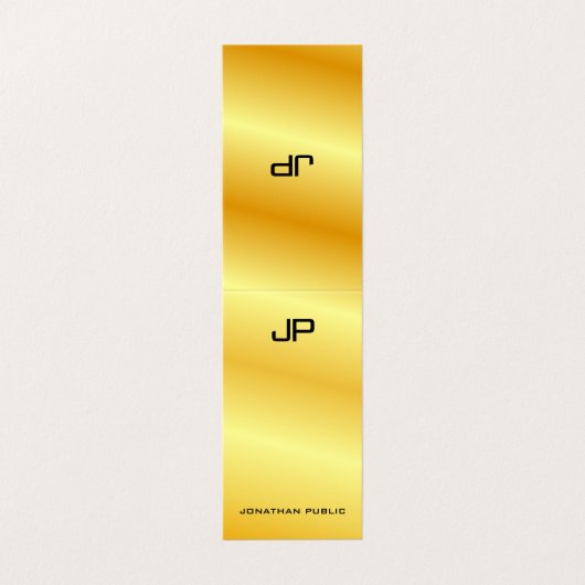 Gold look Monogram Elegant Sjabloon Luxurie Visitekaartje (Buitenkant ongevouwen)