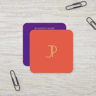 Gold look Monogram Trend Colors Moderne Sjabloon Vierkante Visitekaartje