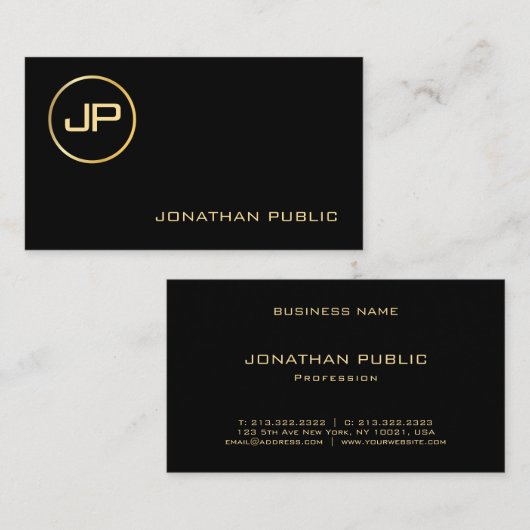 Gold look Monogramed Elegant Professional Trendy Visitekaartje (Voorkant / Achterkant)