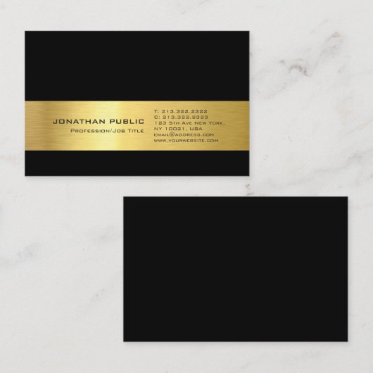 Gold look Professional modern design elegant zwart Visitekaartje (Voorkant / Achterkant)