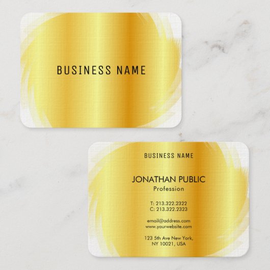 Gold look Professional Moderne, elegante Sjabloon Visitekaartje (Voorkant / Achterkant)