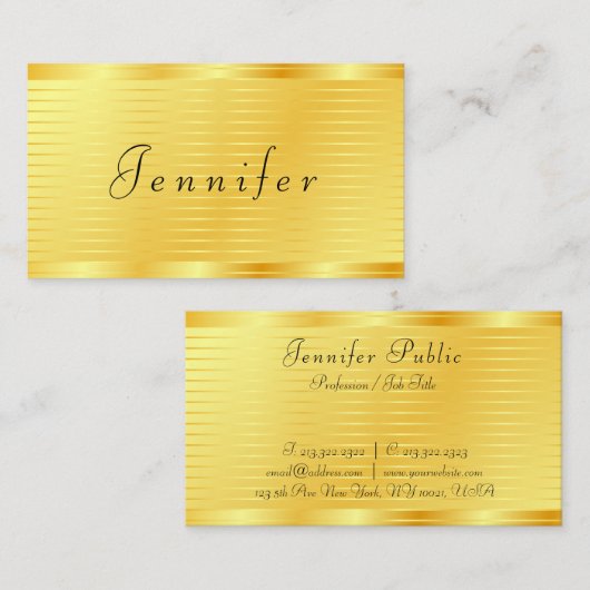 Gold look Sjabloon Professional Modern elegant Visitekaartje (Voorkant / Achterkant)