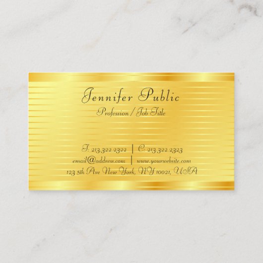 Gold look Sjabloon Professional Modern elegant Visitekaartje (Achterkant)
