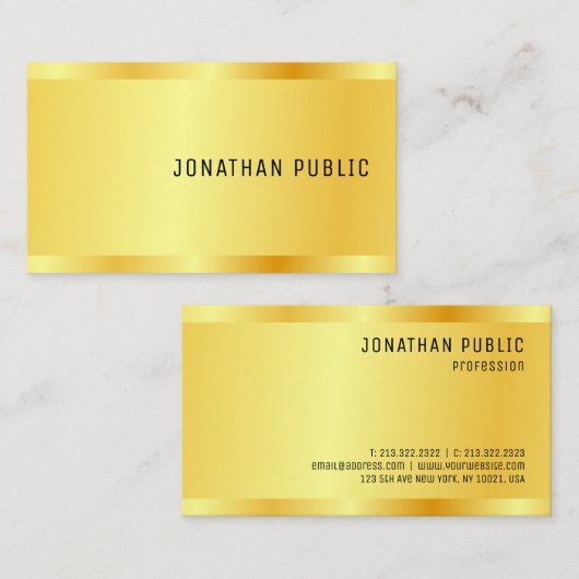 Gold look Sjabloon Professional Modern elegant Visitekaartje (Voorkant / Achterkant)