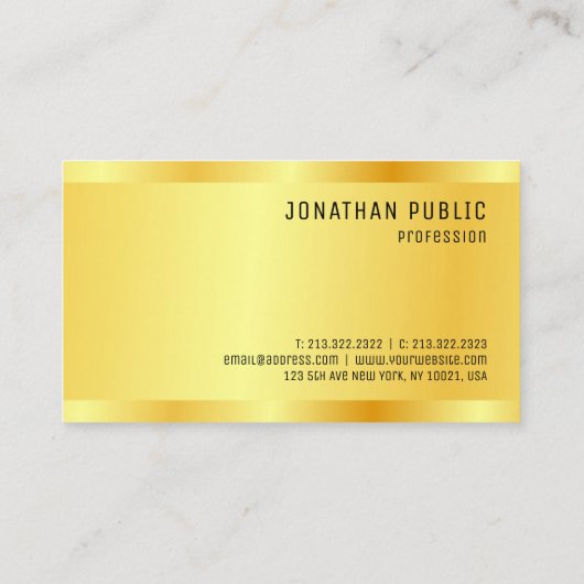 Gold look Sjabloon Professional Modern elegant Visitekaartje (Achterkant)