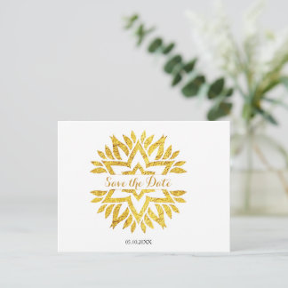 Gold Look Star Mandala Bat Mitzvah Save the Date Aankondigingskaart