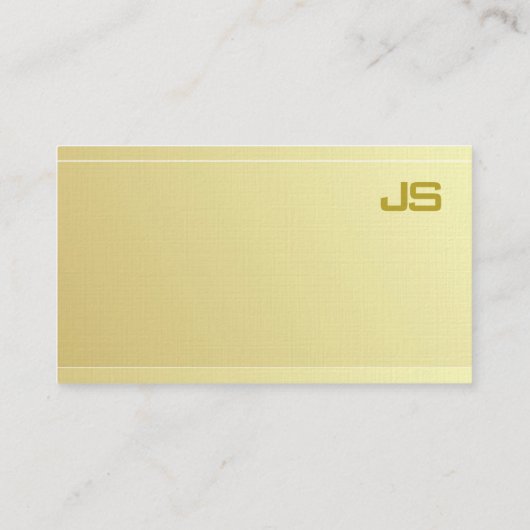 Gold look stijlvolle monogram minimalistische luxe visitekaartje (Achterkant)