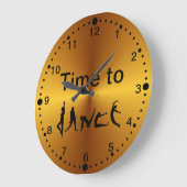 Gold Look Time to Dance Dancers Wall Clock Grote Klok (Hoek)