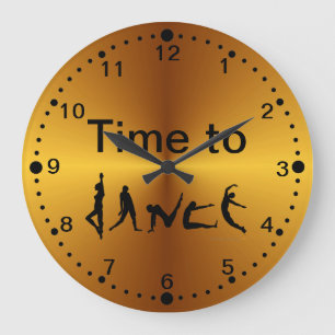 Gold Look Time to Dance Dancers Wall Clock Grote Klok