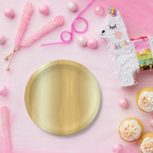 Gold look Trendy Elegant Simple Design Sjabloon Papieren Bordje (Feest)