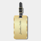 Gold Look Typografie Script Naam Elegante Sjabloon Bagagelabel (Voorkant verticaal)